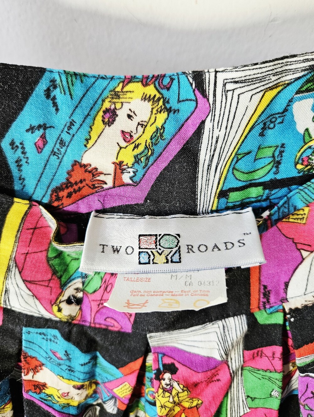 Vintage 80s Two Roads Pop Art Shorts Size M High Rise Flowy Colorful Vogue - Picture 6 of 6
